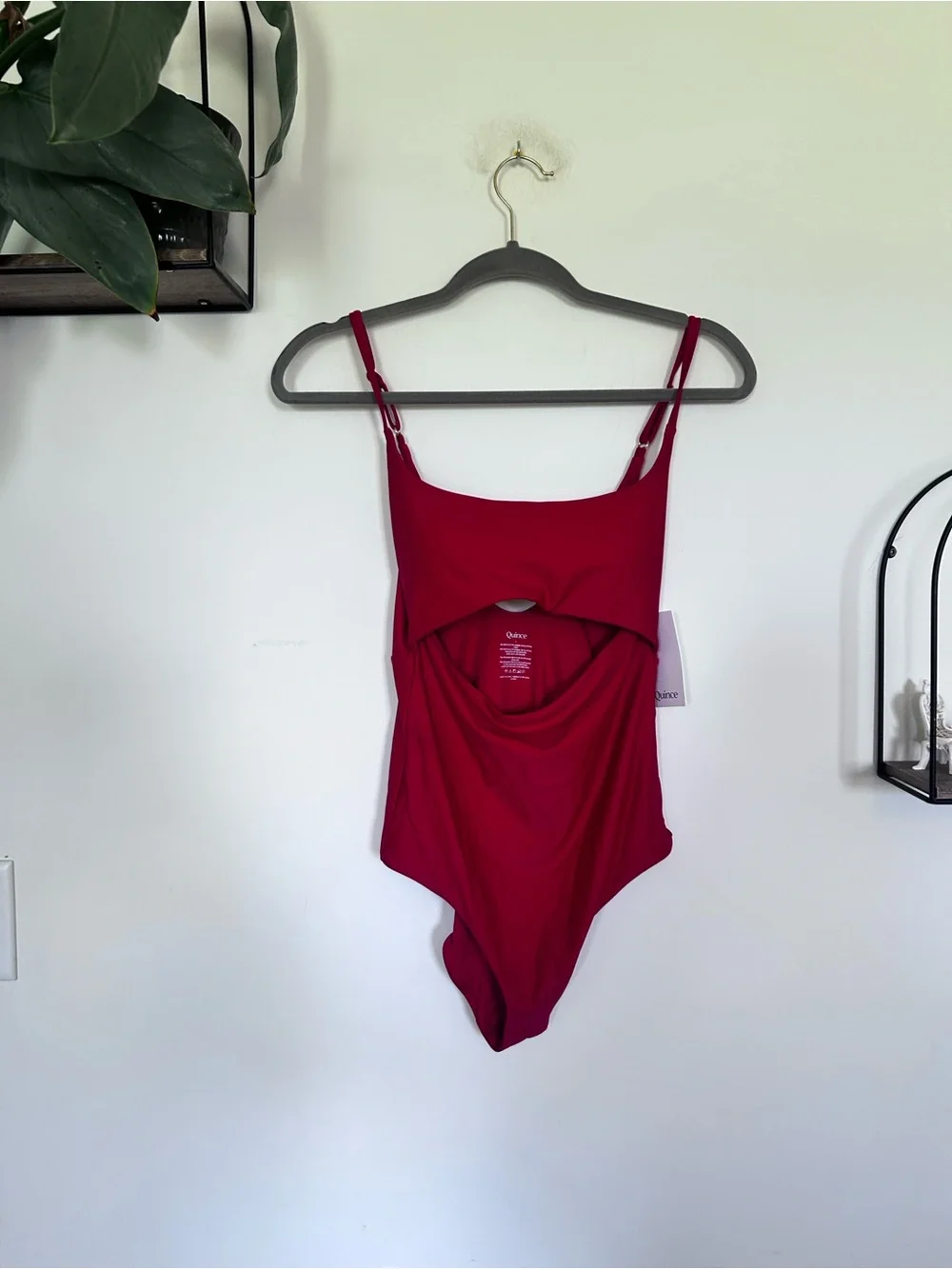 NWT Quince Cherry Red Italian Cut Out One-Piece Swimsuit Size Large